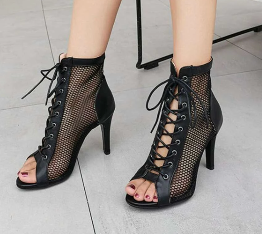 Tie up 2025 open toe heels